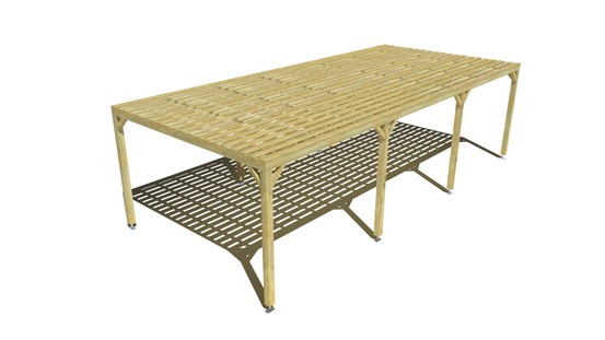Pergola bois • 9m x 4m • indépendante • sens profondeur • platelage bois • livraison comprise