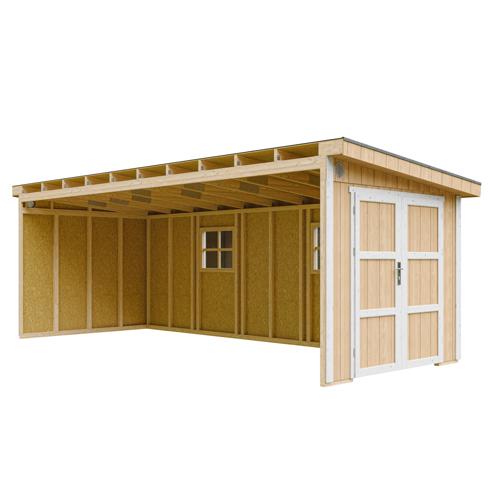 Abri de jardin qualité premium 14,3 m² - h231x248x648 cm - sans plancher e paroi latérale - timbela m941b-harvest honey