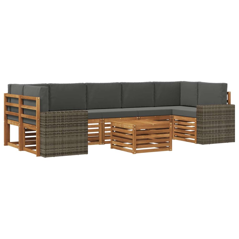 Ensemble de canapés d'extérieur 8 pc naturel et anthracite