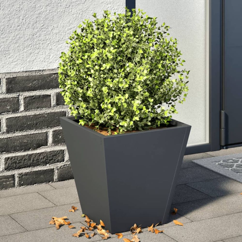 Lot de 2 jardinières carrées acier 30cm anthracite