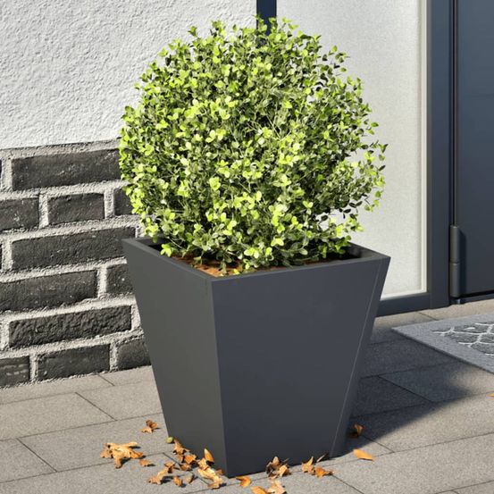 Lot de 2 jardinières carrées acier 30cm anthracite