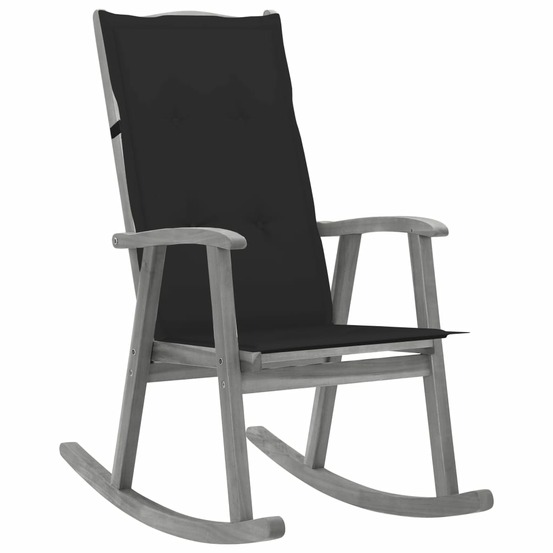 Chaise à bascule avec coussins gris bois d'acacia massif