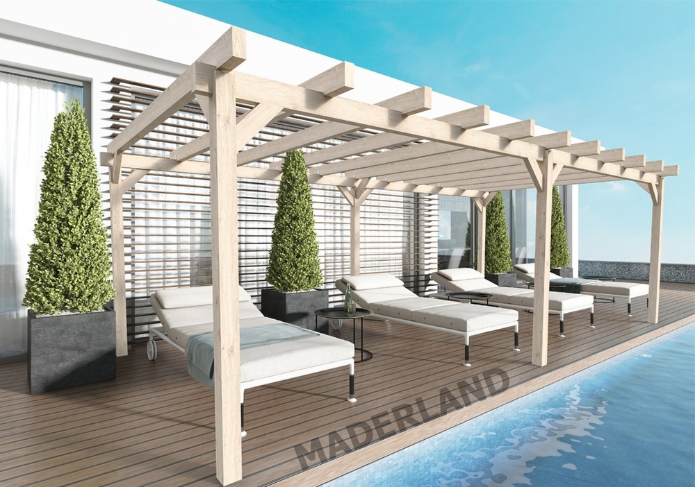Pergola en bois autoportante - modèle marsella - 500 x 500 cm