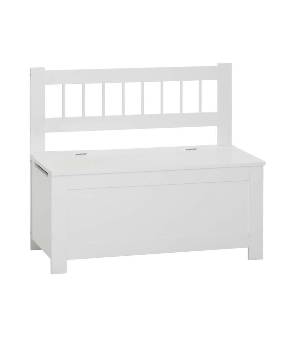 2 en 1 banc avec dossier et coffre à jouets en bois blanc