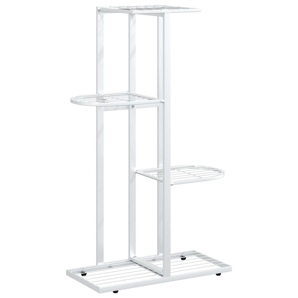 Support pour plantes 4 niveaux 43x22x76 cm blanc métal