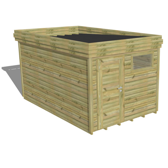 Abri de jardin bois pin traité autoclave 27mm - 2,64x4,34m / 11m2 - bac acier - plancher bois