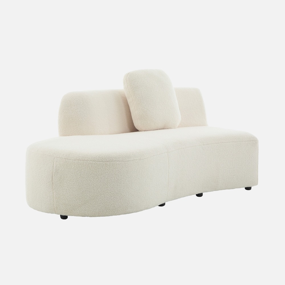 Canapé virgule organique 2-3 places bouclette blanche l 171 x p 93 x h 68cm - wave