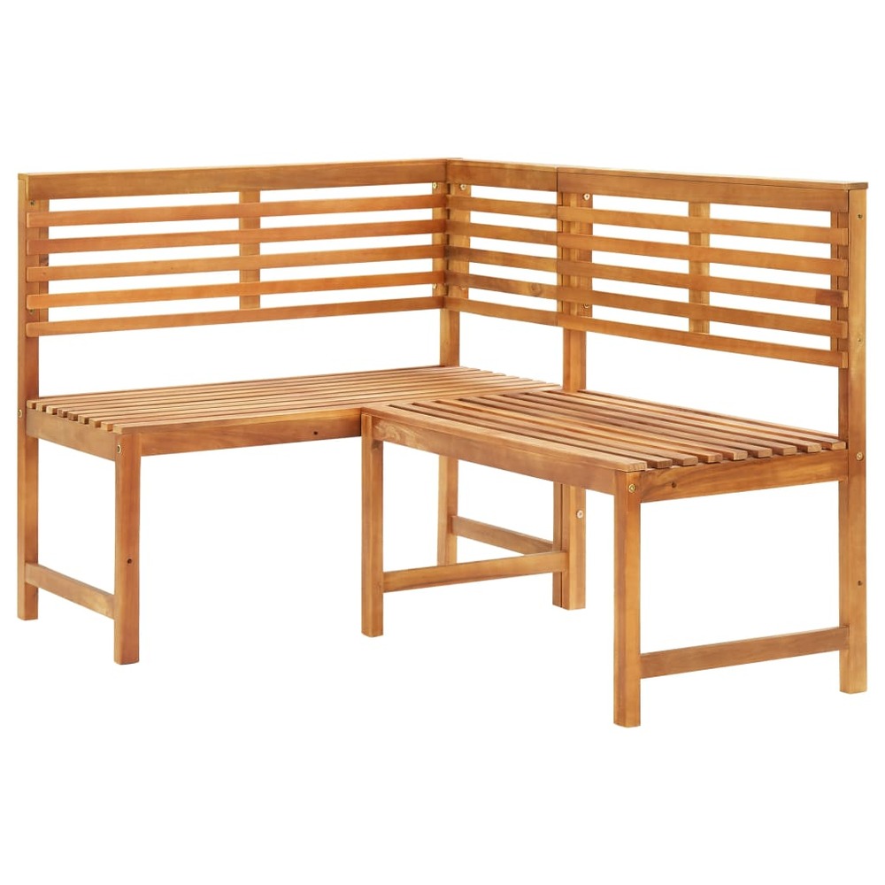 Banc de jardin meuble de patio d'extérieur terrasse d'angle de jardin 140 x 100 x 91 cm bois solide d'acacia