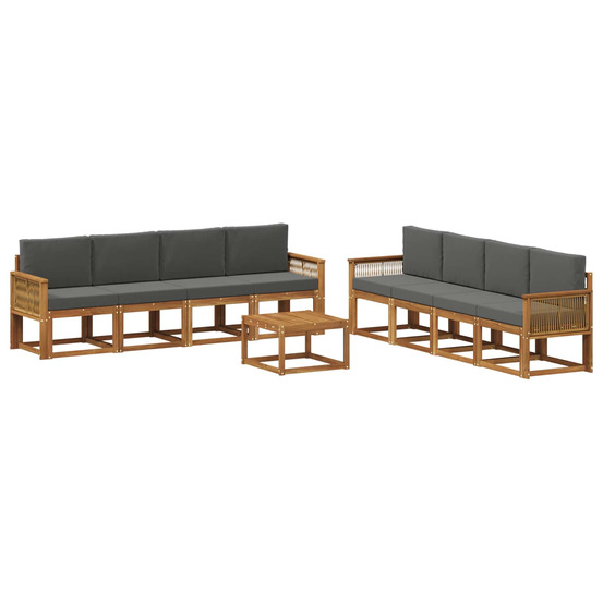 Ensemble de canapés d'extérieur 9 pcs naturel et anthracite