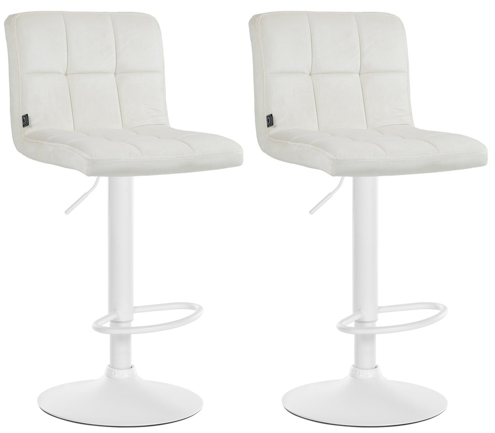Lot de 2 tabourets de bar peru velours blanc