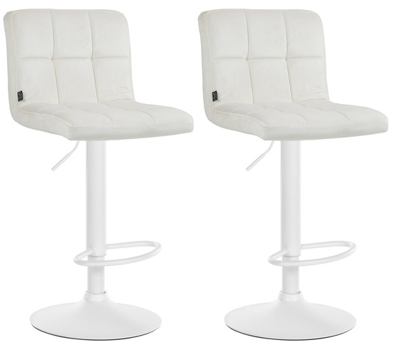 Lot de 2 tabourets de bar peru velours blanc