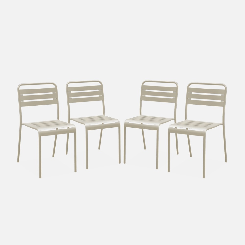 Lot de 4 chaises de jardin acier, amélia, l44 x p52 x h79cm
