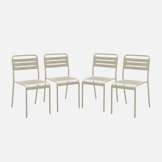 Lot de 4 chaises de jardin acier, amélia, l44 x p52 x h79cm