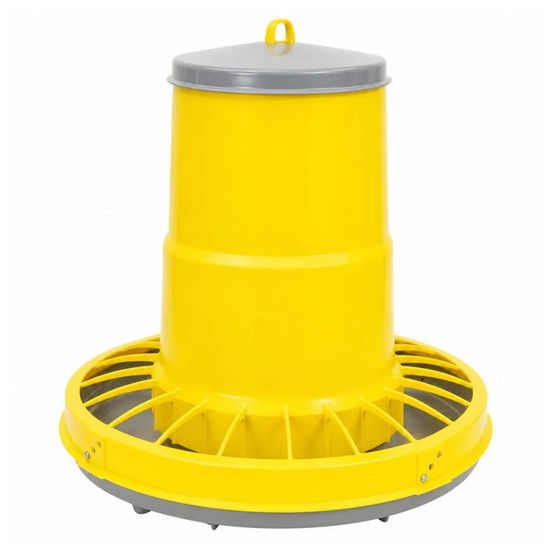 Mangeoire trémie cylindrique volailles plastique jaune 17kg