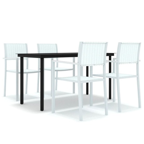 Ensemble à manger de jardin 5 pcs blanc
