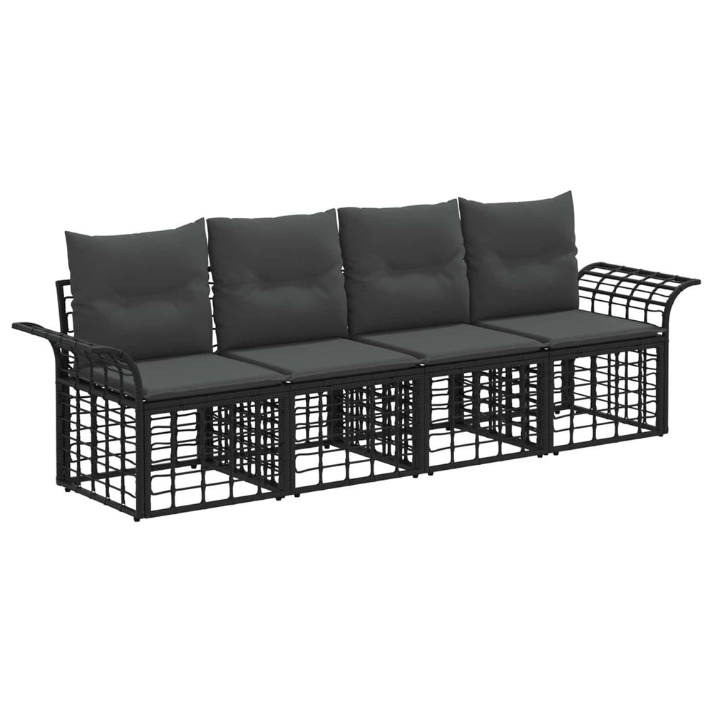 Ensemble de canapés d'extérieur 4 pc noir et gris foncé