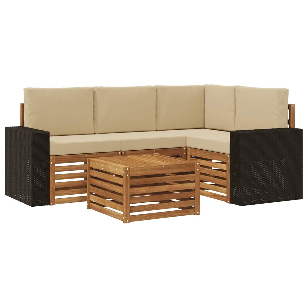 Ensemble de canapés d'extérieur 5 pc naturel et beige polyester