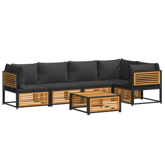 Salon de jardin avec coussins 6 pcs bois d'acacia solide