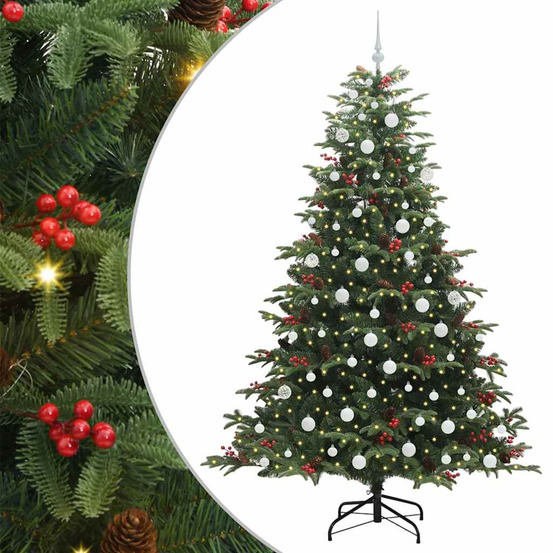 Sapin de noël artificiel vert 210 cm pvc, métal et plastique
