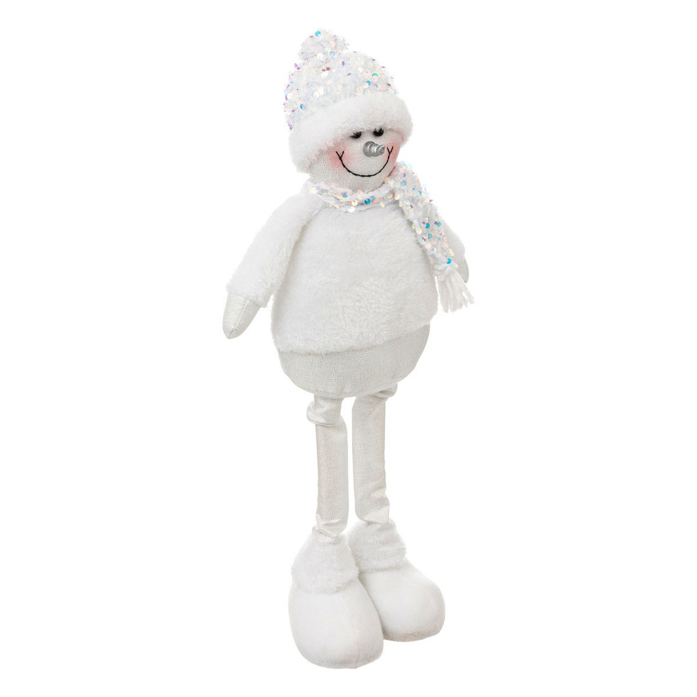 Déco de noël bonhomme de neige en habit pailleté et irisé h 51 cm