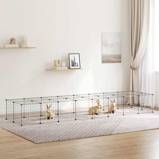 Grand espace de jeu 36 panneaux pour animaux de compagnie acier noir robuste