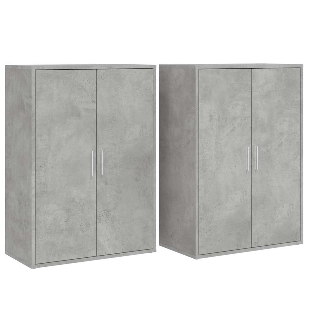 Buffets 2 pcs gris béton 60x31x84 cm bois d'ingénierie