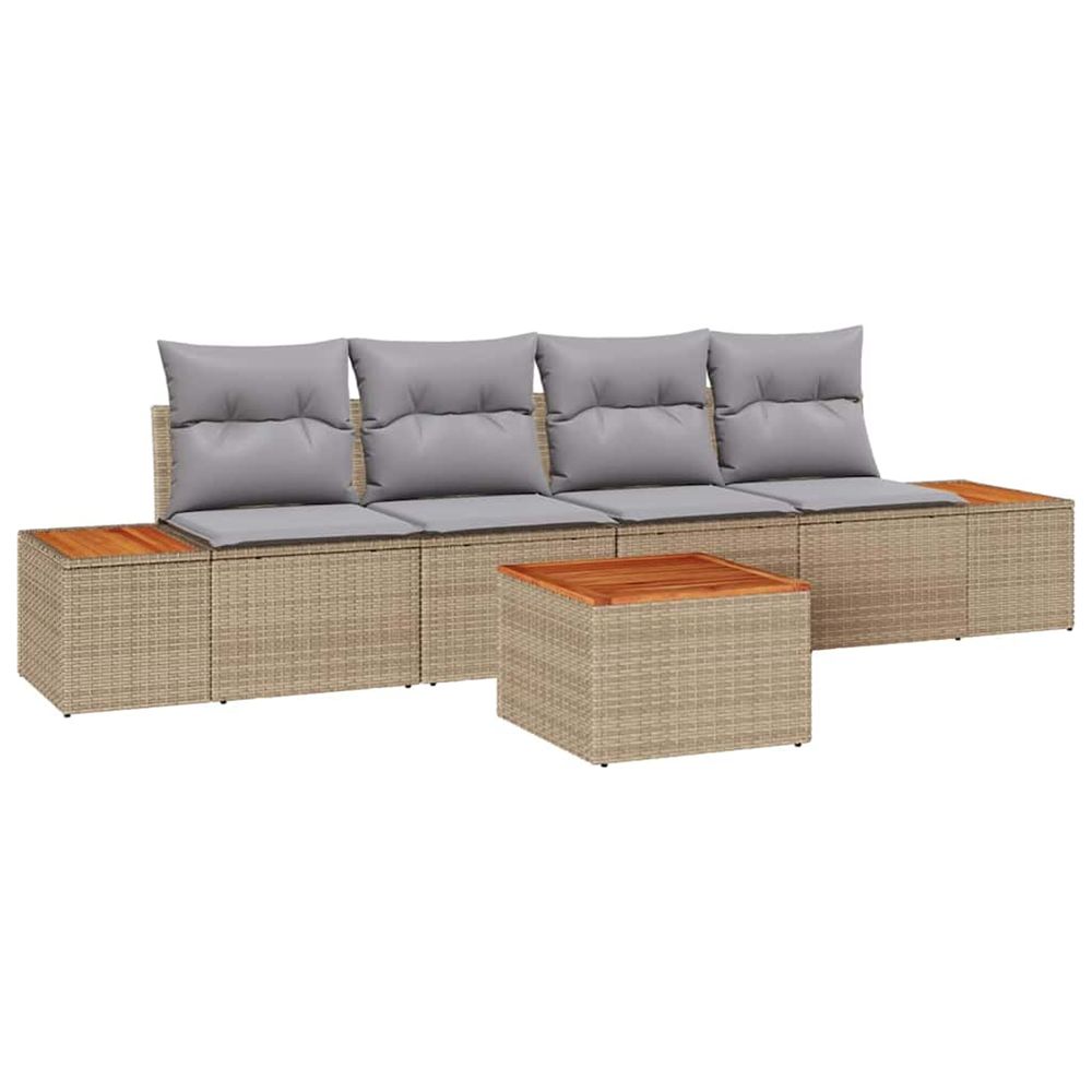 Ensemble de canapé de jardin 5 pc beige poly rotin