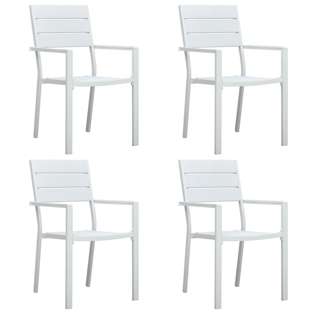 Chaises de jardin lot de 4 blanc pehd aspect de bois