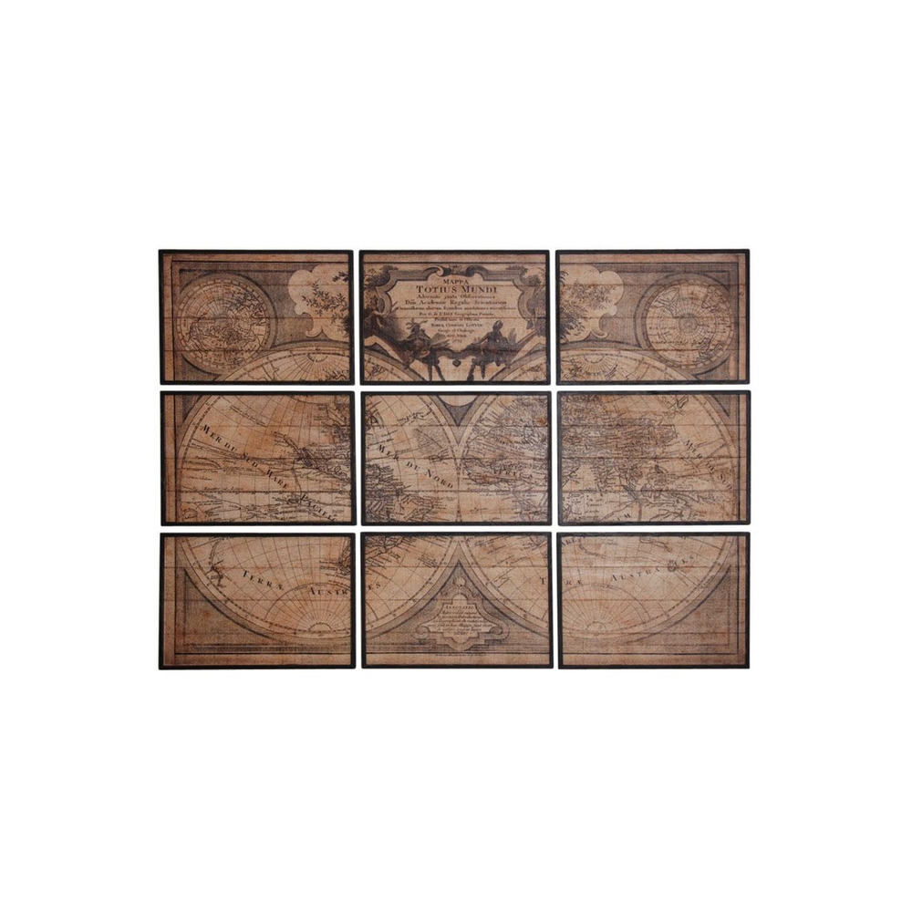 Mappemonde en bois 9 cadres