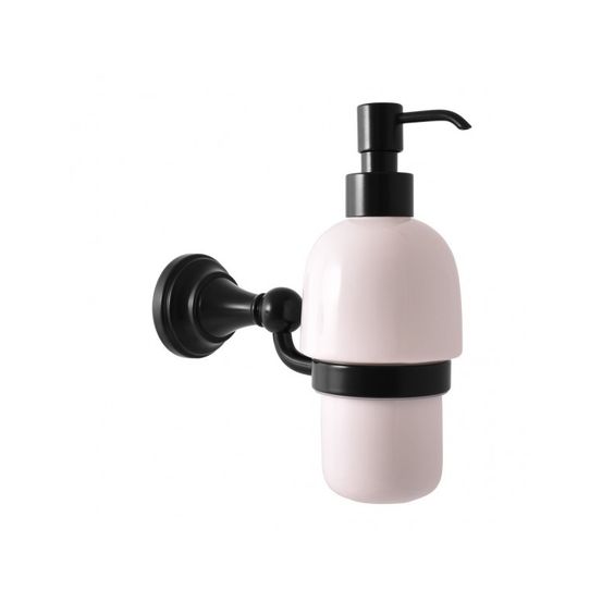 Distributeur de savon rétro morava en laiton noir et céramique 18,1x7,15 x19 cm