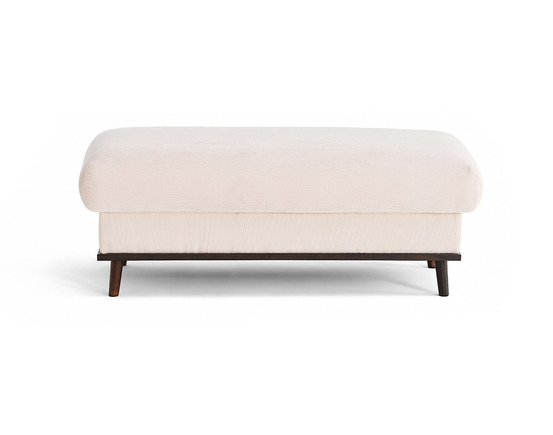 Albane - pouf en velours côtelé pieds bois foncé