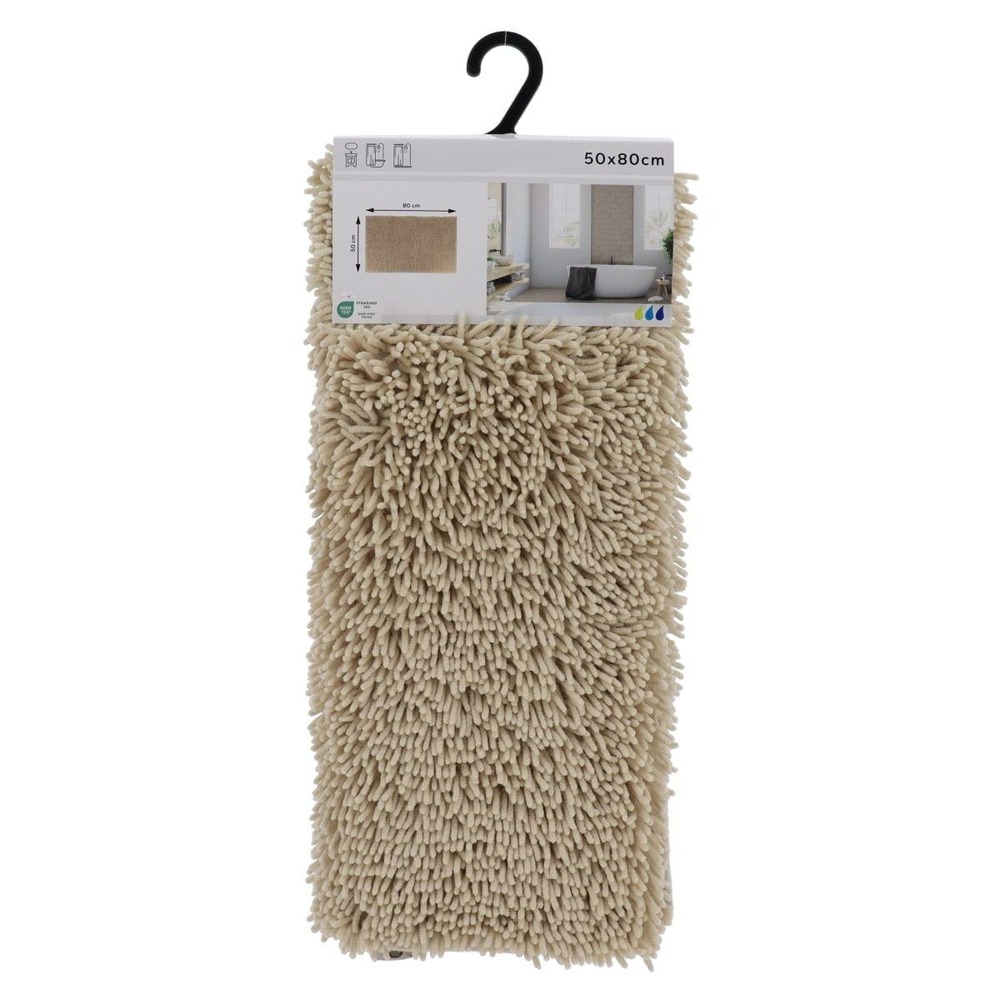 Tapis microfibre petite chenille 50x80 cm - beige