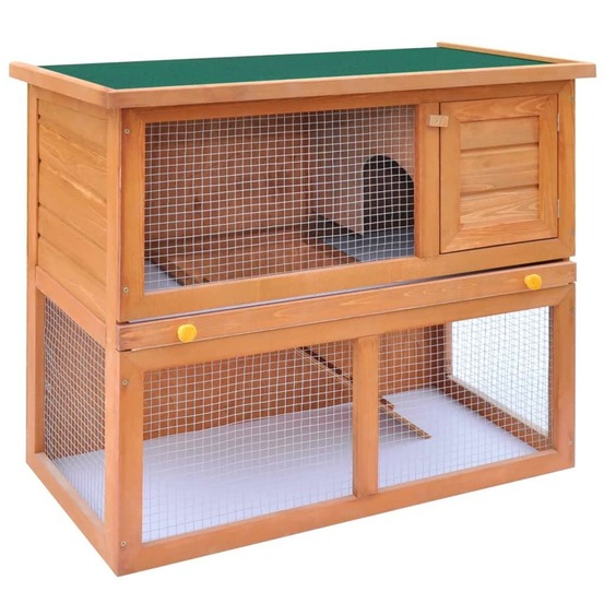 Clapier d'extérieur enclos 90 x 45 x 80 cm pour petits animaux 1 porte bois