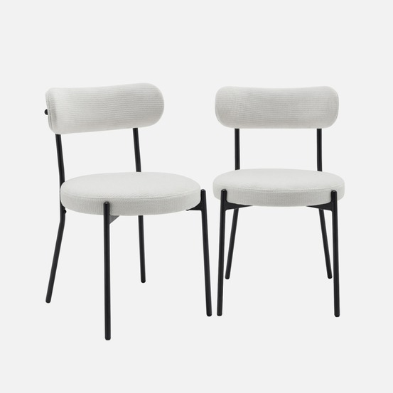 Lot de deux chaises métal et tissu chenille l 47 x p 49 x h 76,5cm - livia