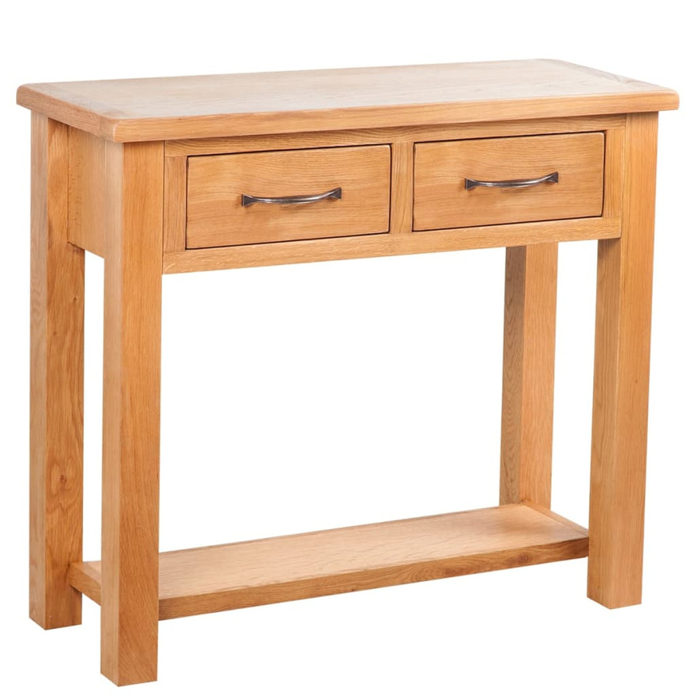 Table console avec 2 tiroirs 83x30x73 cm bois de chêne massif