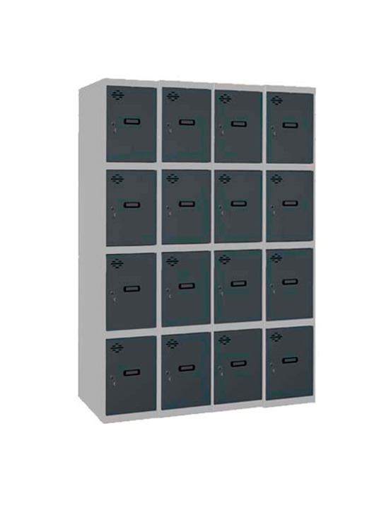 Casier-armoire simonlocker desm. 4 portes 4/16 400 (1600) gr/an gris/antracite 1800x1600x500 - simonrack