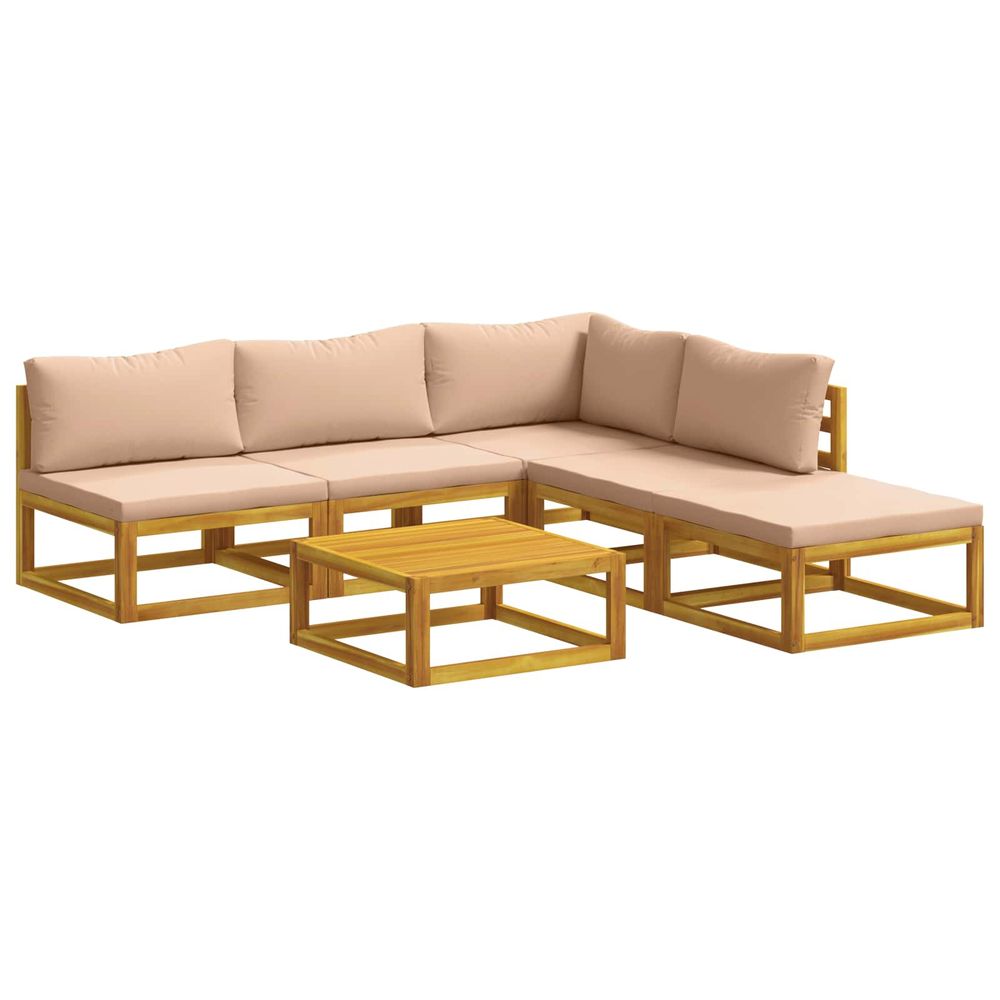 Ensemble de canapés 6 pc naturel bois d'acacia massif