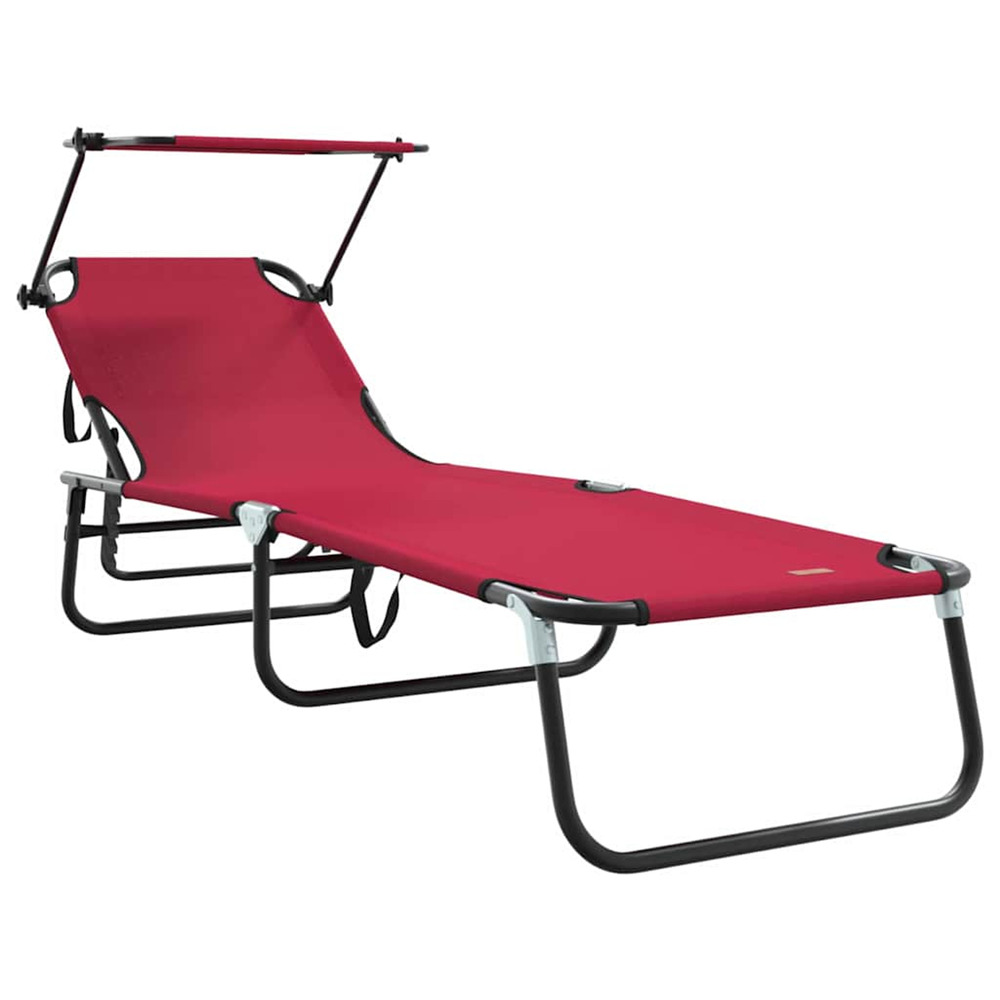 Chaise longue pliante rouge 190 x 57 x 81 cm oxford bain de soleil