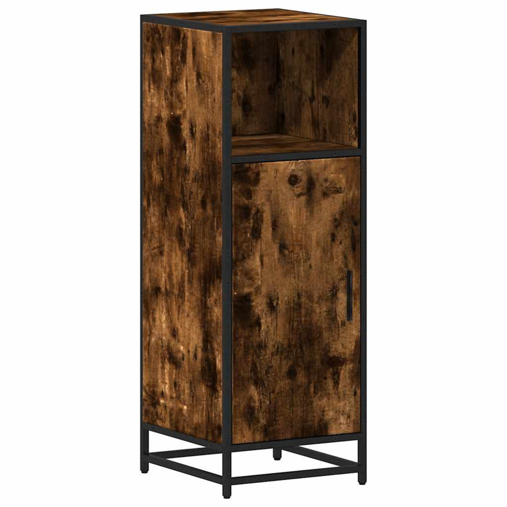 Armoire de bain chêne fumé 35x37,5x100cm bois d'ingénierie