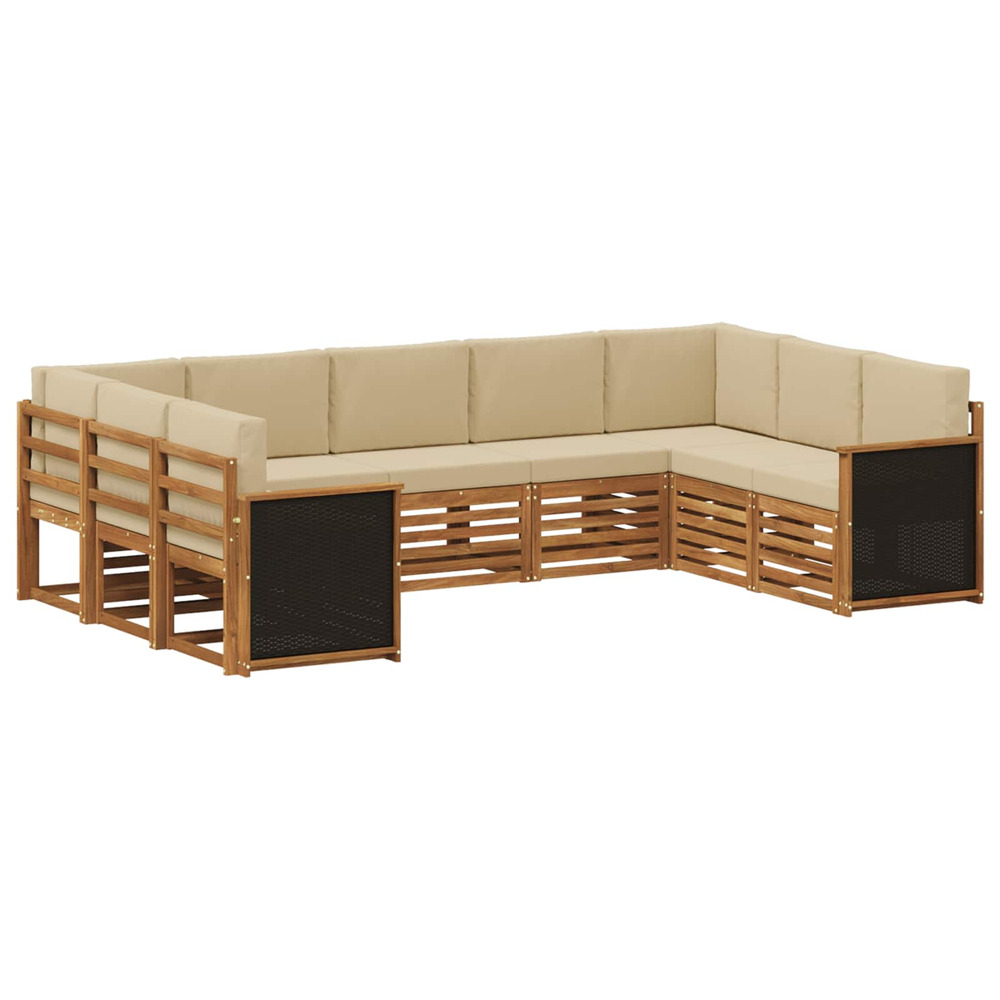 Ensemble de canapé d'angle avec coussin 7 pcs naturel