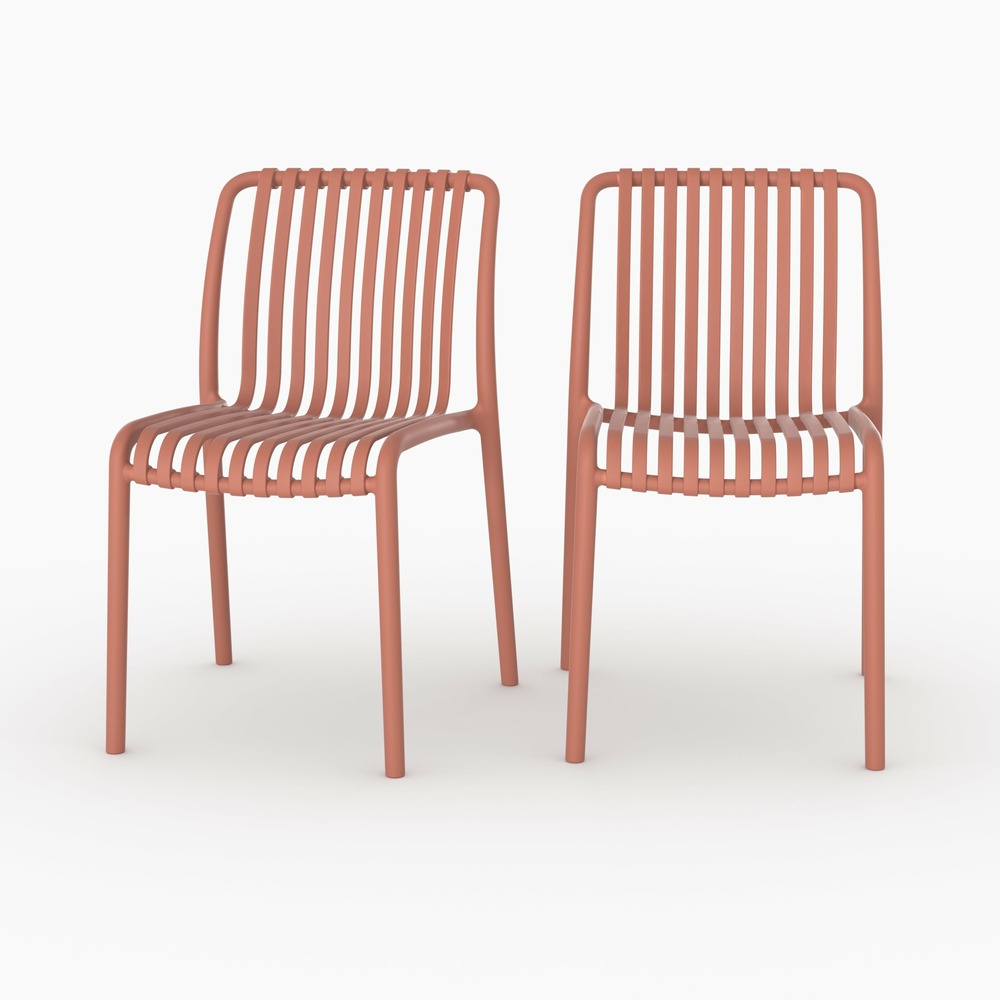 Duli-lot de 2 chaises de jardin empilables en plastique terracotta