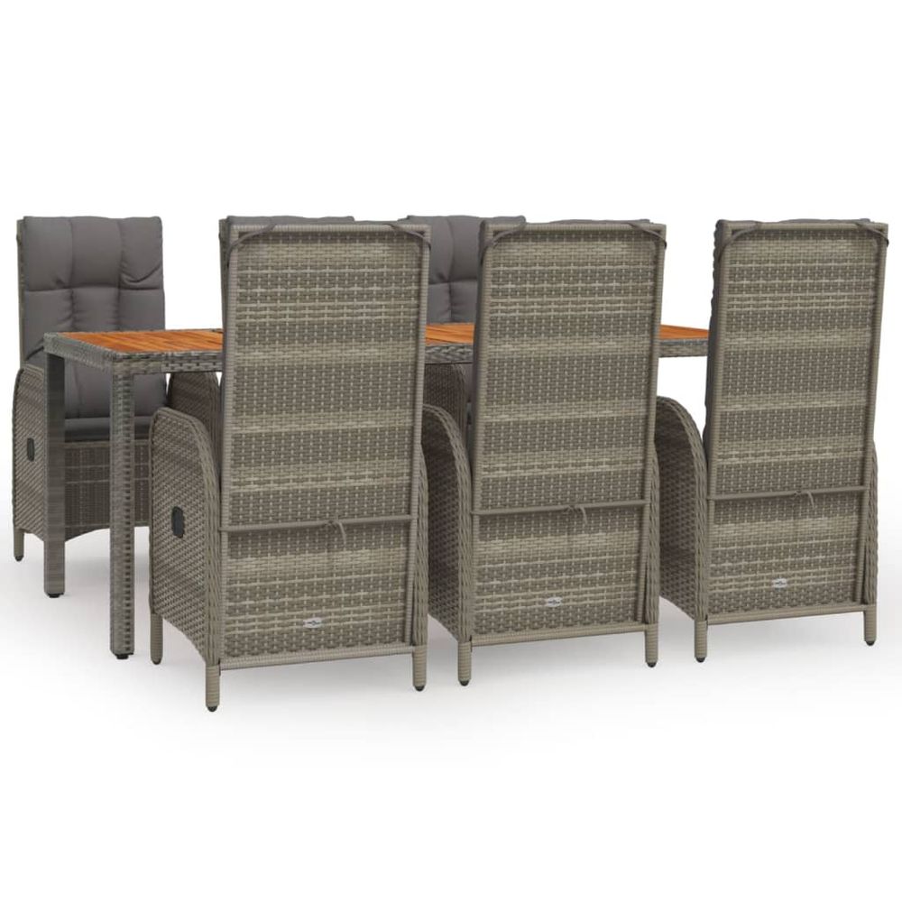 Ensemble à manger jardin et coussins 7 pcs gris rotin