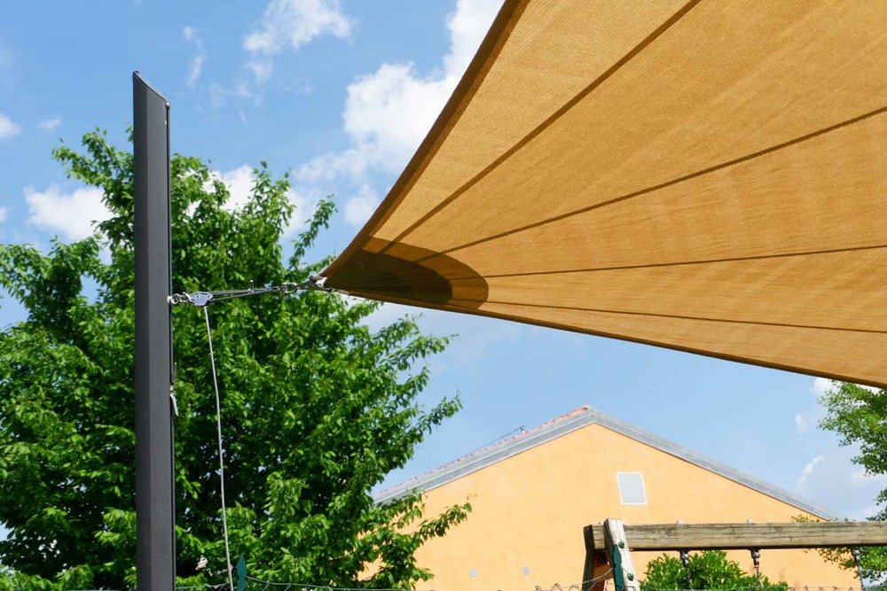 Toile d'ombrage radiale ajourée premium rectangulaire 5x8m - hdpe 320g - couleur beige