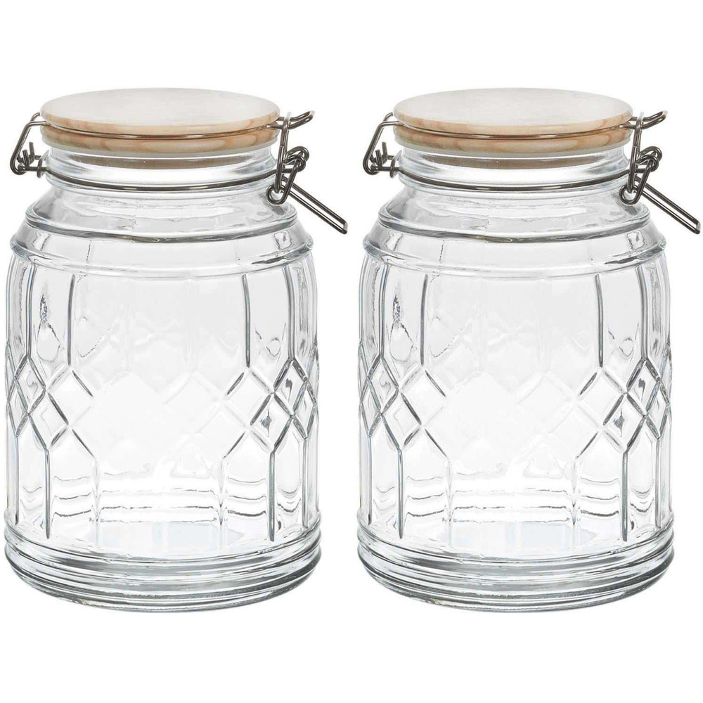 Bocal de conservation couvercle en bambou (lot de 2) 1. 8 litres