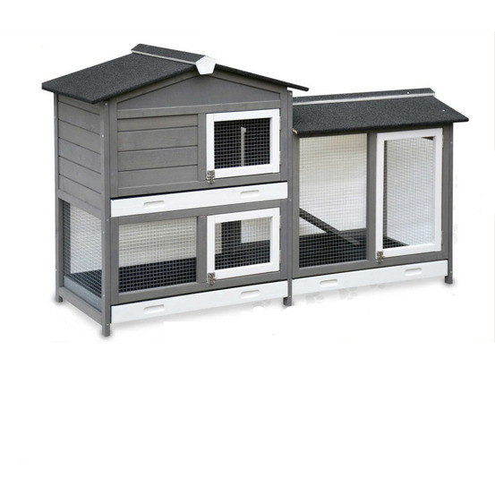 Cage clapier enclos lapin extérieur en bois pour petits animaux-2 étages: 092 rudy 145x50x94cm