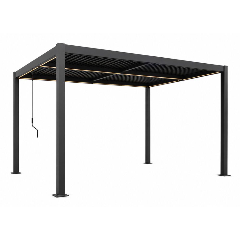 Pergola bioclimatique à led 4x3m structure aluminium lames orientables corfu