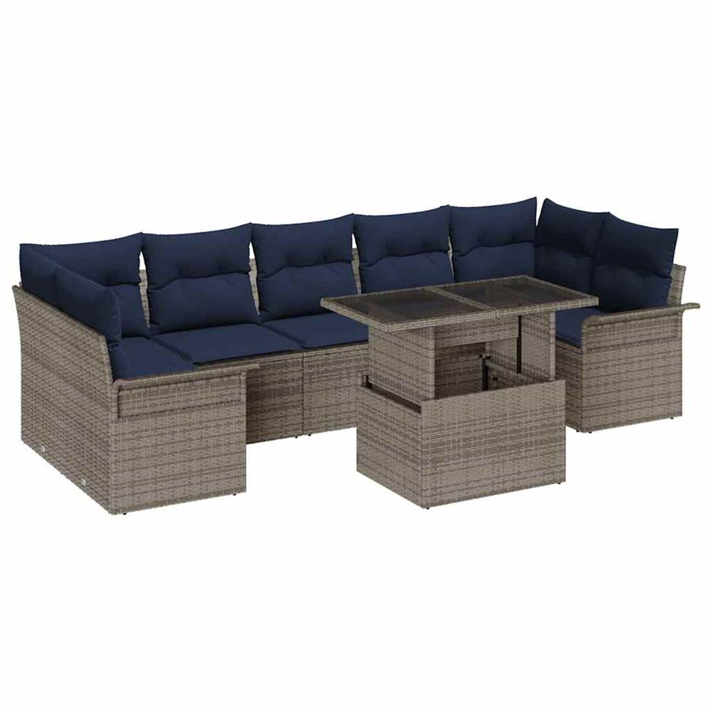 Ensemble de canapé de jardin 8 pc gris polyrotin
