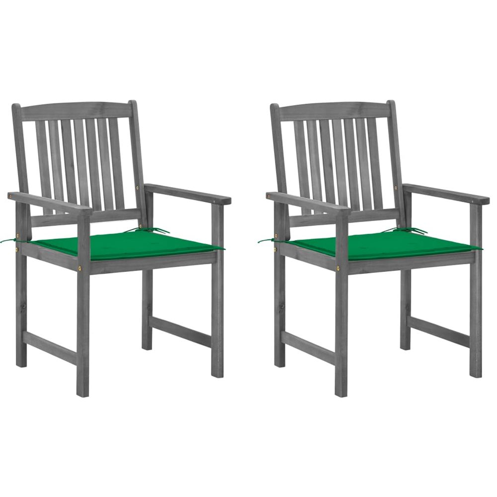 Chaises de jardin et coussins lot de 2 gris bois acacia massif