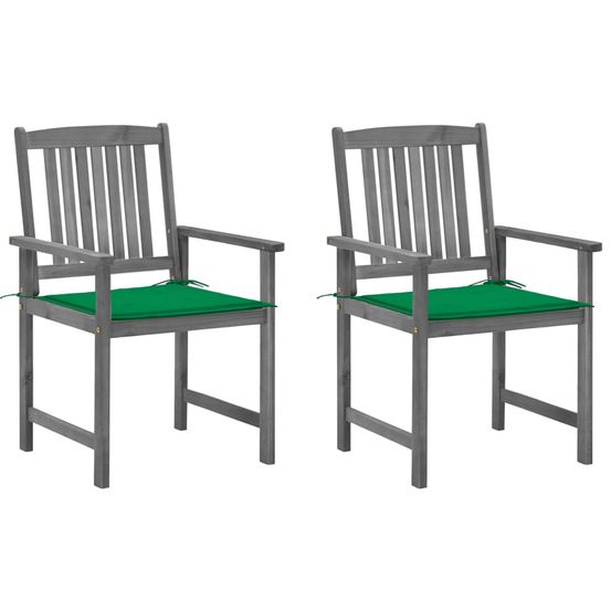 Chaises de jardin et coussins lot de 2 gris bois acacia massif