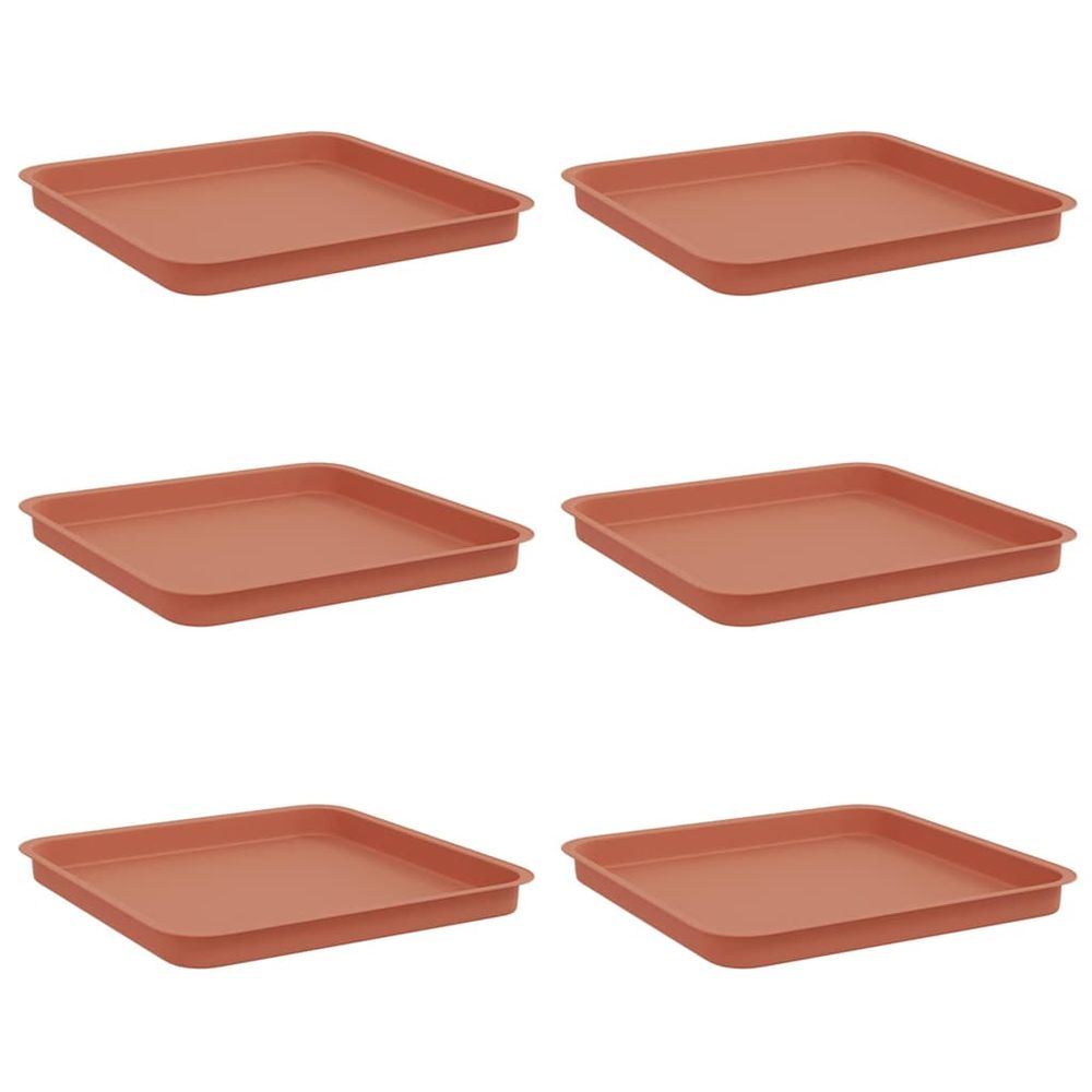 Plateau carré à fleurs 6 pc rouge brique 36 x 36 x 3 cm